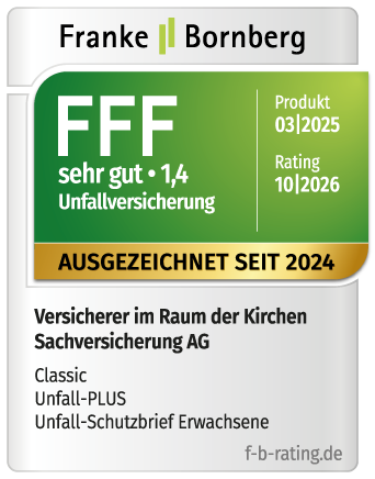 Franke Bornberg Siegel - Auszeichung "SEHR GUT" - Unfallversicherung Classic, Unfall-Plus, Unfall-Schutzbrief