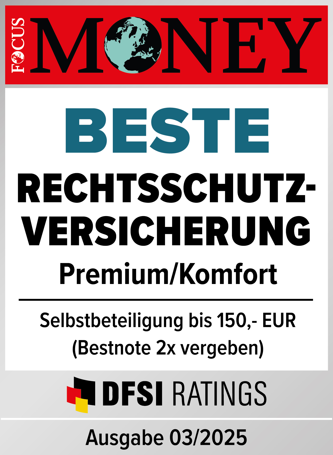 FOCUS MONEY Beste Rechtsschutzversicherung 03/2025