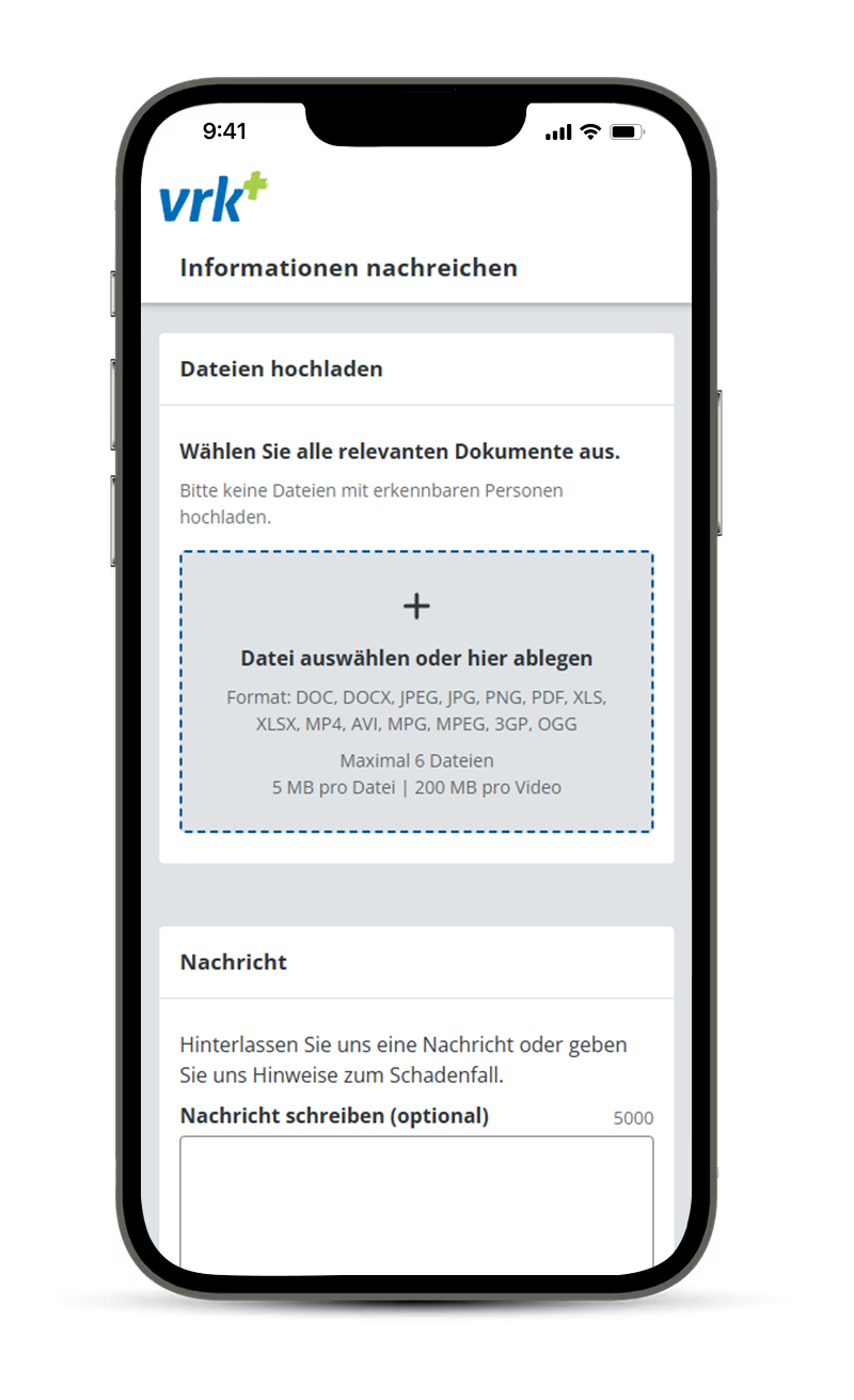 Handy Screen: Nachreichen einer Bankverbindung